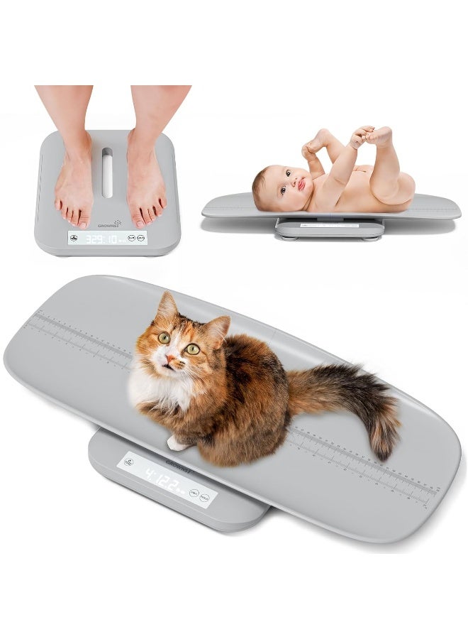 GROWNSY Multifunctional Baby & Pet Scale - Weigh Up to 330lbs, Digital with Hold Function, Height Measurement, 5 Units, LED Screen Grey - Image 1