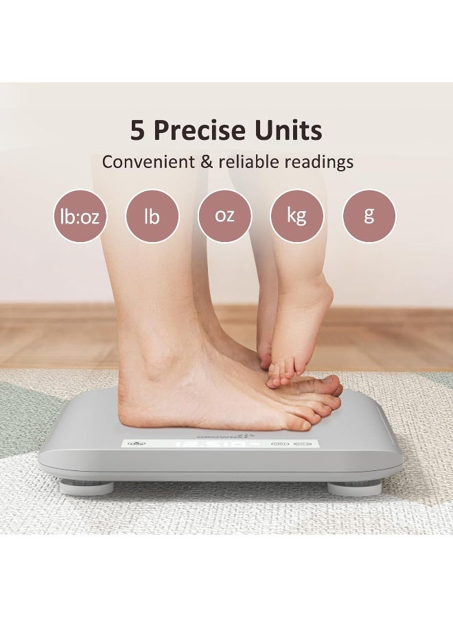 GROWNSY Multifunctional Baby & Pet Scale - Weigh Up to 330lbs, Digital with Hold Function, Height Measurement, 5 Units, LED Screen Grey - Image 4