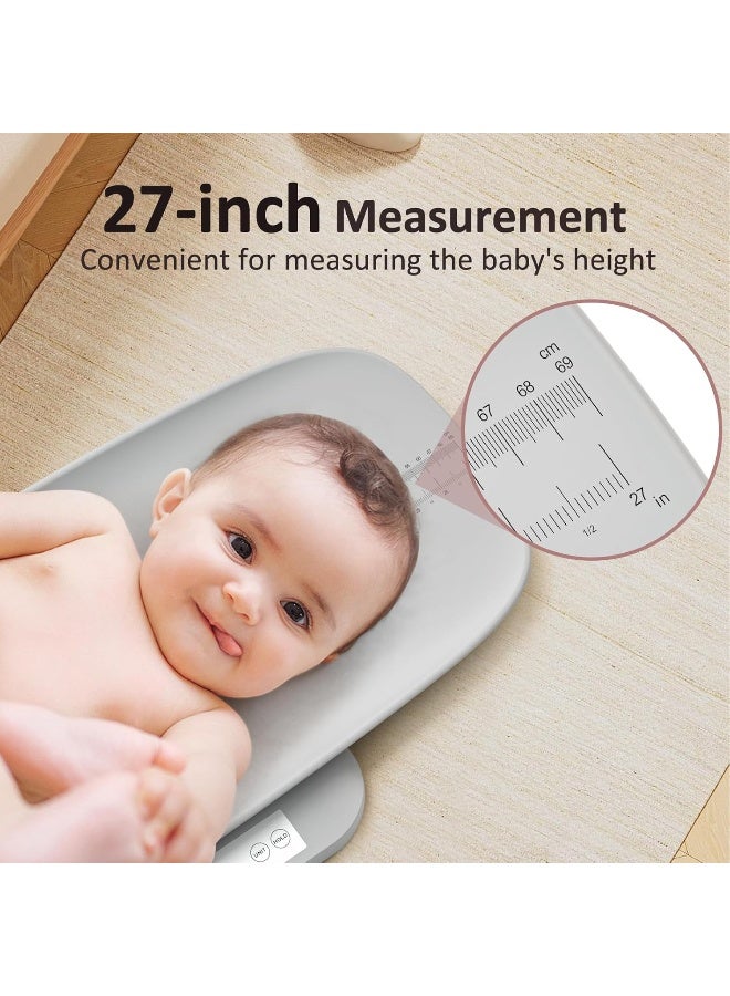 GROWNSY Multifunctional Baby & Pet Scale - Weigh Up to 330lbs, Digital with Hold Function, Height Measurement, 5 Units, LED Screen Grey - Image 3