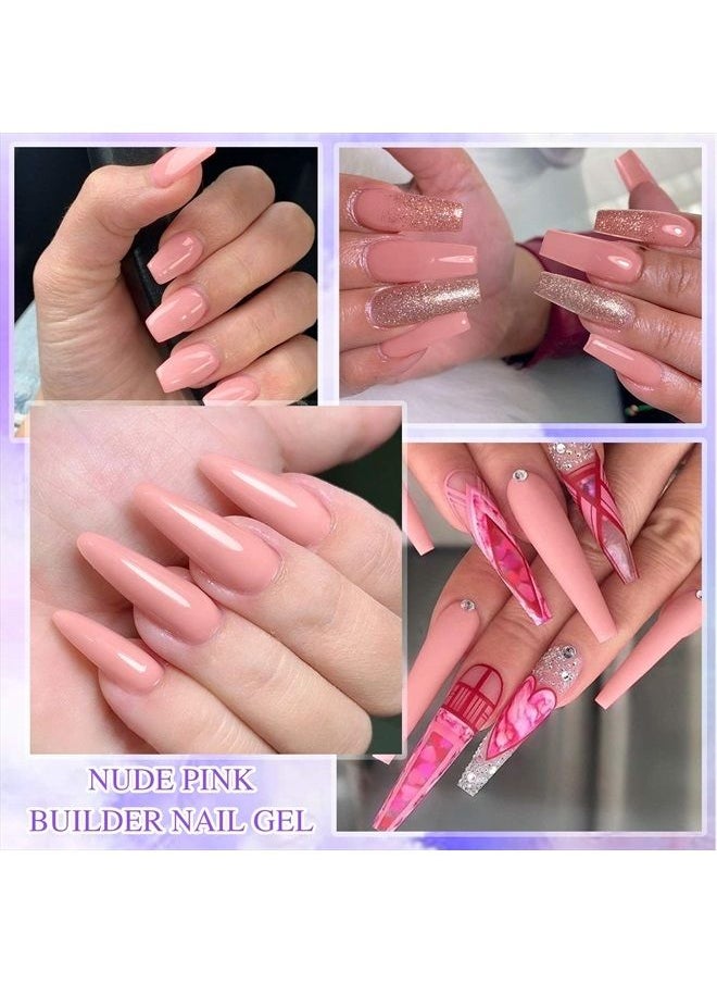 Saviland Saviland Builder Nail Gels Kit - 60g Nudes Pink Nail Extension Gel Set Nail Strengthen Hard Gel Nail Art Manicure Set with Acrylic Nail Brush & 100PCS Nail Forms for Beginners  - Image 2