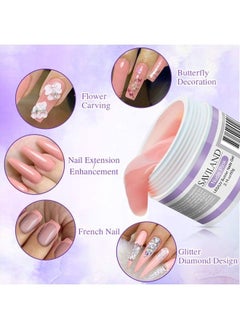Saviland Saviland Builder Nail Gels Kit - 60g Nudes Pink Nail Extension Gel Set Nail Strengthen Hard Gel Nail Art Manicure Set with Acrylic Nail Brush & 100PCS Nail Forms for Beginners  - Image 3