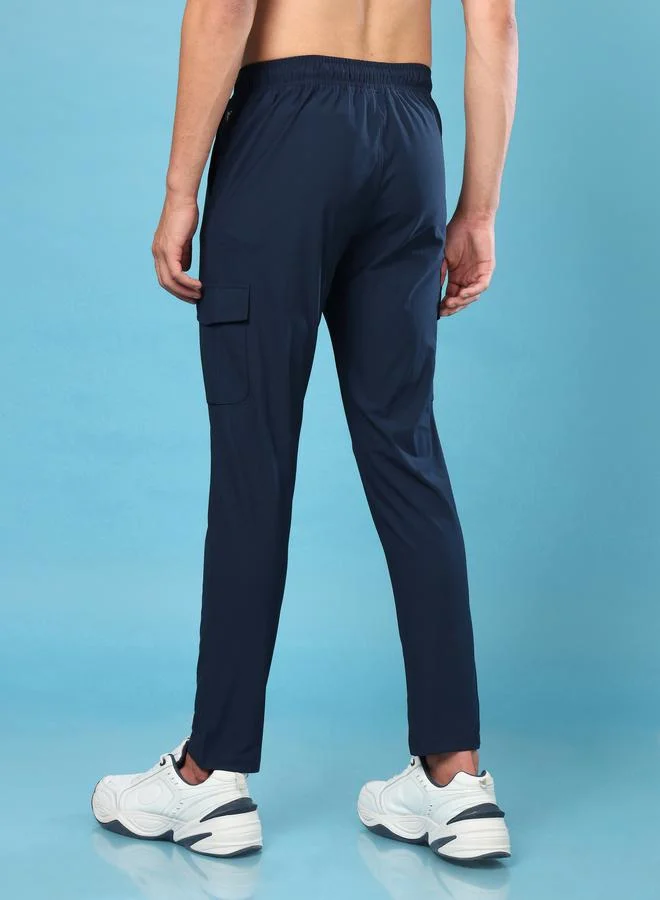 Technosport Solid Relaxed Fit Cargo Trackpants with Duracool+ by Styli