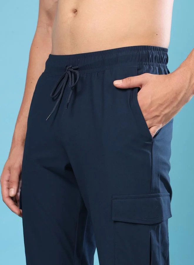 Technosport Solid Relaxed Fit Cargo Trackpants with Duracool+ by Styli