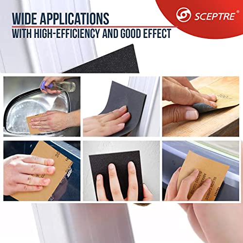 SCEPTRE Abrasive Sand Paper Sheets with Silicon Carbide & Waterproofing, 150 Cw Wet & Dry Sanding Papers 230 mm x 280 mm for Polishing, Paint & Corrosion Removal (Pack of 10 Sheets) - Image 3