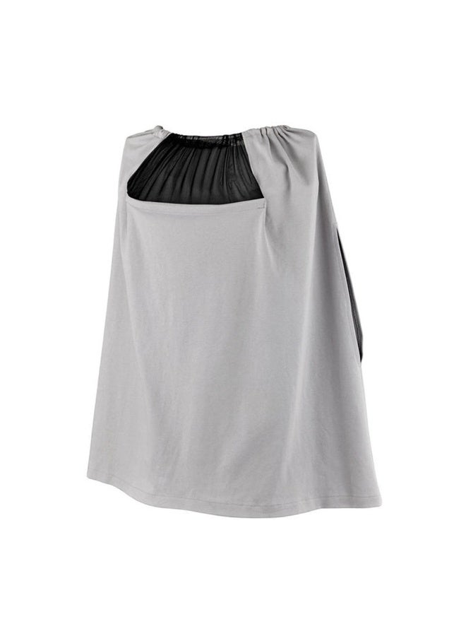 BabyJem غطاء للرضاعة مع نافذة من التول - رمادي