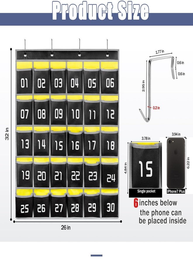 Loghot Classroom Accessories Closet Pocket Chart for Cell Phones Holder Wall Door Hanging Organizer (30 Pockets Black) - Image 2