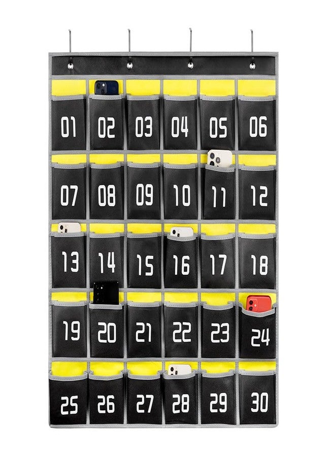Loghot Classroom Accessories Closet Pocket Chart for Cell Phones Holder Wall Door Hanging Organizer (30 Pockets Black) - Image 1
