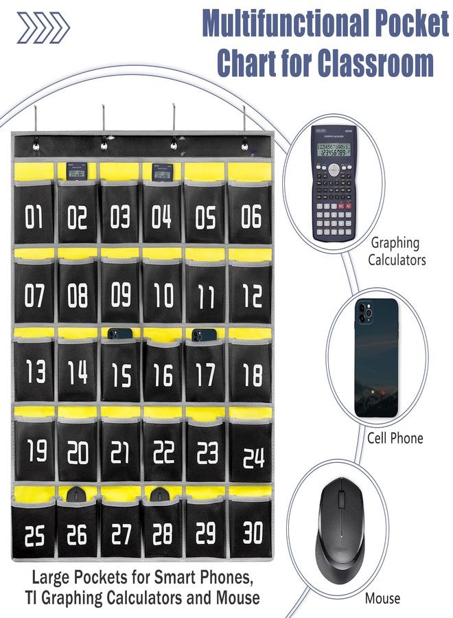 Loghot Classroom Accessories Closet Pocket Chart for Cell Phones Holder Wall Door Hanging Organizer (30 Pockets Black) - Image 3