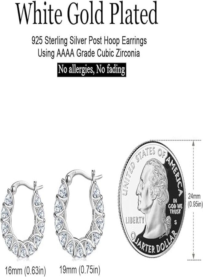AllenCOCO Sterling Silver Cubic Zirconia Hoop Earrings and 14k Gold Earrings, Hypoallergenic Diamond Huggies Earrings for Women, Sterling Silver Yellow Gold Cubic Zirconia, Cubic Zirconia - Image 4