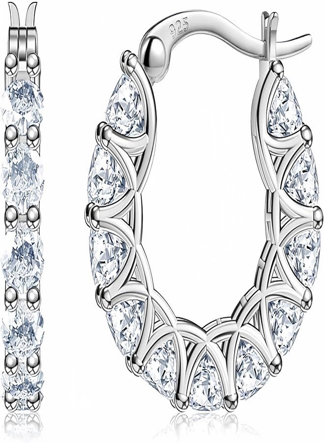 AllenCOCO Sterling Silver Cubic Zirconia Hoop Earrings and 14k Gold Earrings, Hypoallergenic Diamond Huggies Earrings for Women, Sterling Silver Yellow Gold Cubic Zirconia, Cubic Zirconia - Image 1