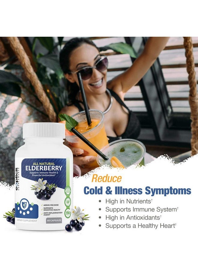 eXplicit Supplements - All Natural Elderberry Supplement Powerful Antioxidant Elderberry Capsules Extra Strength 1200Mg Supports Immune Health Made In Usa 2 Month - Image 1