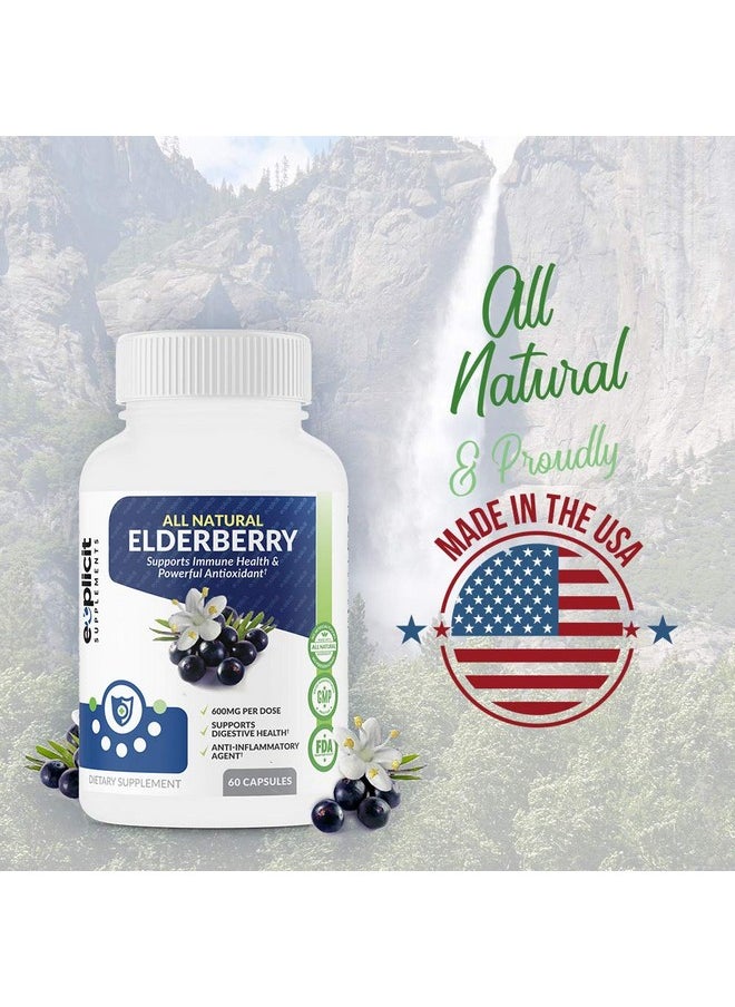 eXplicit Supplements - All Natural Elderberry Supplement Powerful Antioxidant Elderberry Capsules Extra Strength 1200Mg Supports Immune Health Made In Usa 2 Month - Image 1