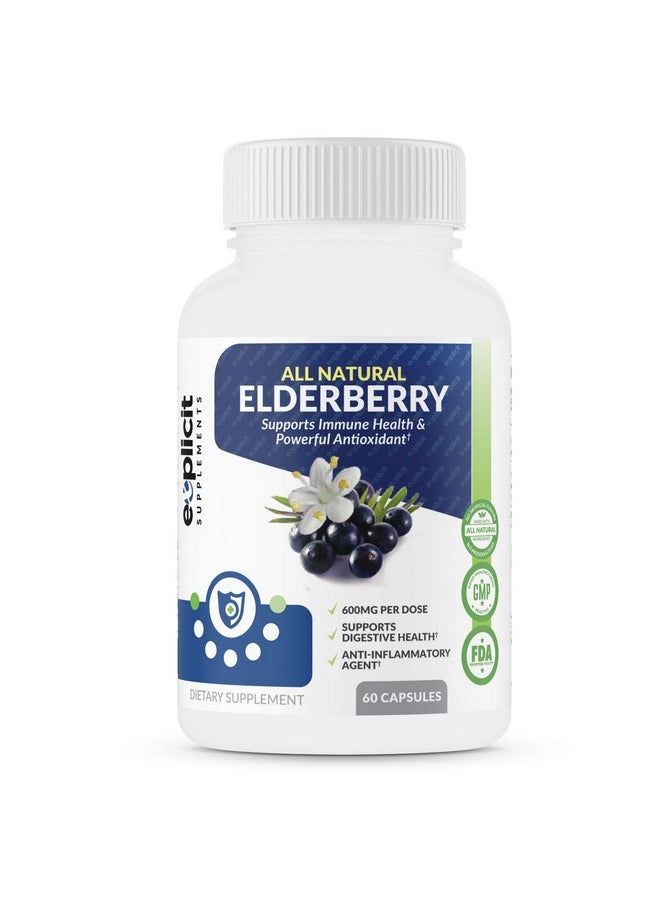 eXplicit Supplements - All Natural Elderberry Supplement Powerful Antioxidant Elderberry Capsules Extra Strength 1200Mg Supports Immune Health Made In Usa 2 Month - Image 1