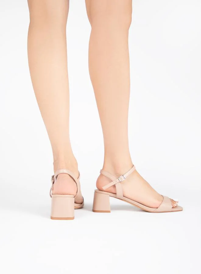 RAID Solid Ankle Strap Block Heel Sandals by Styli