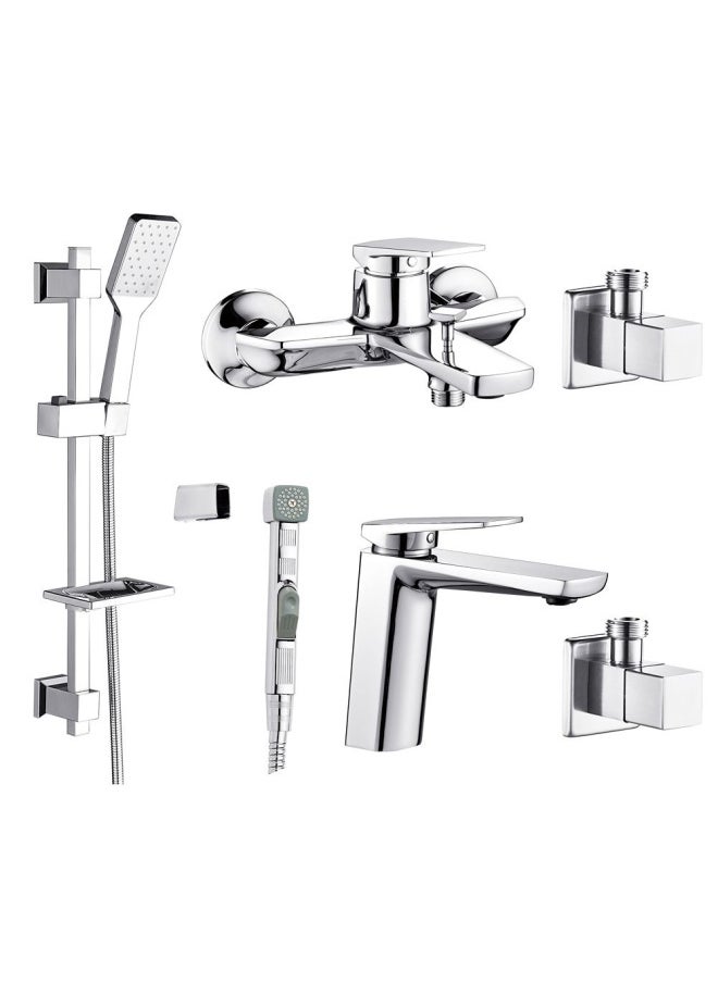 DANUBE HOME Milano Yana Collection 6 Pcs Set Of (Basin+Bath+Shattaf+2Pcs Angle Valve+Kit)-Made In China 