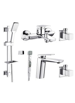 DANUBE HOME Milano Yana Collection 6 Pcs Set Of (Basin+Bath+Shattaf+2Pcs Angle Valve+Kit)-Made In China 