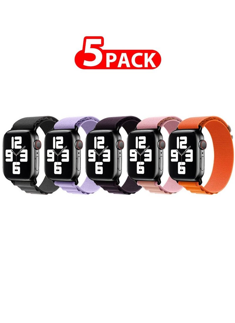 CATANES - 5 Pack Of Apple Watch Alpine Loop Band 38mm 40mm 41mm Women Men Adjustable with Metal G-Hook Strap for iWatch Series 7/SE/6/5/4/3/2/1 Multicolour - Image 1