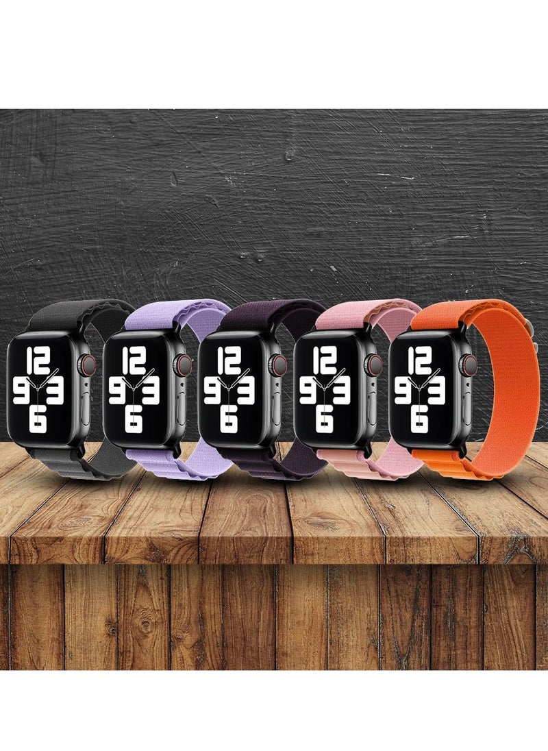 CATANES - 5 Pack Of Apple Watch Alpine Loop Band 38mm 40mm 41mm Women Men Adjustable with Metal G-Hook Strap for iWatch Series 7/SE/6/5/4/3/2/1 Multicolour - Image 1