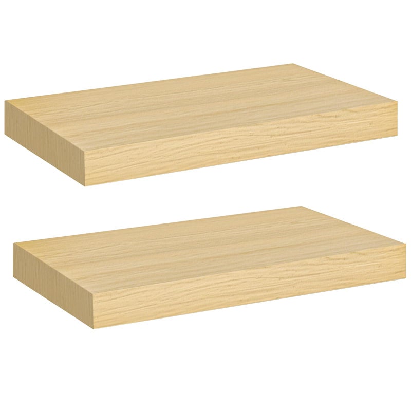 HOOBRO Floating Shelves for Wall, Wall Mounted Shelf Set of 2, 15.7" Hanging Shelf with Invisible Brackets, for Wall in Bathroom, Bedroom, Toilet, Kitchen, Living Room, Office, Natural NL40BJ01 - Image 1