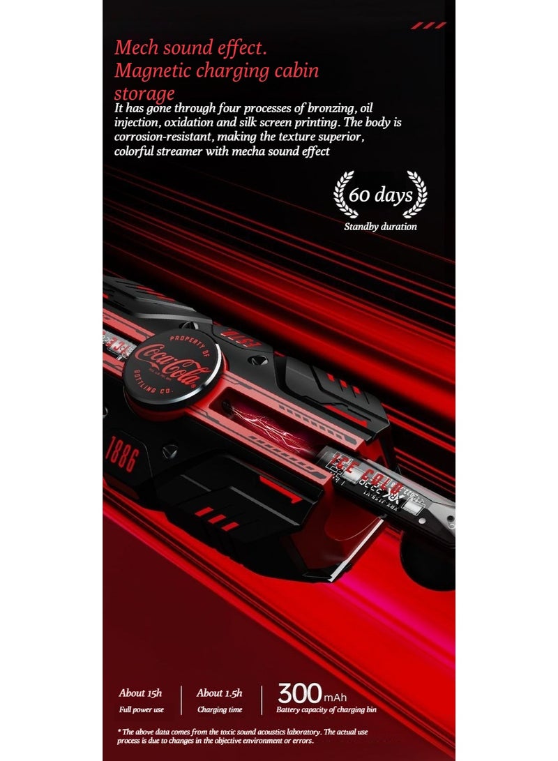 كوكا كولا سماعات رأس بلوتوث لاسلكية من نوع كوكا كولا ذات جودة صوت عالية، T23، من نوع نصف الأذن، ومبيت معدني، جيروسكوب بطرف الإصبع، والحد من الضوضاء - Image 4