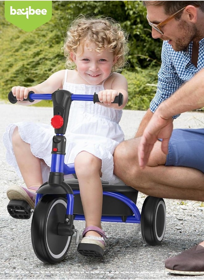 BAYBEE Foldable 2 in 1 Tricycle for Kids Baby Smart Plug & Play Kids Tricycle Cycle with Rear Storage Basket & 3 Wheels Tricycle Bicycle Baby Tricycle Cycle for Kids 2 to 5 Years Boy Girl Blue  - Image 2