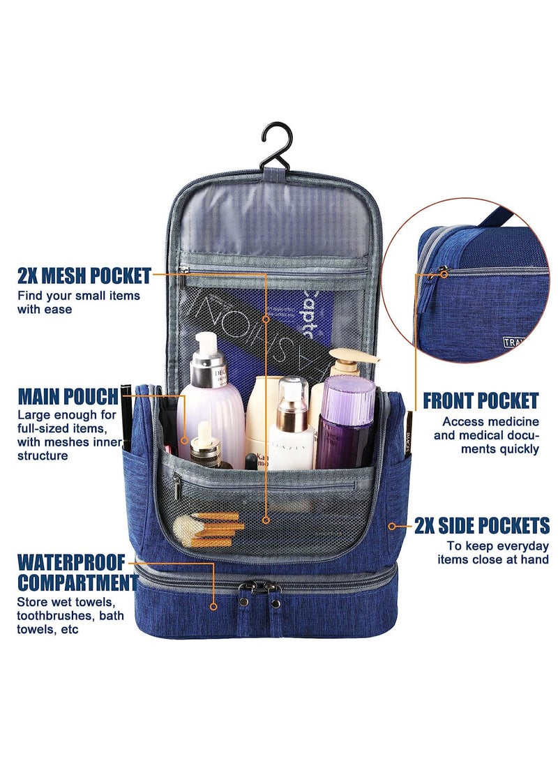 Sharpdo Hanging Toiletry Bag, Wet and Dry Separation Travel Portable Toiletry Bag, Large Capacity Storage Toiletries, Cosmetics Storage, Multi-Scene Use - Image 2