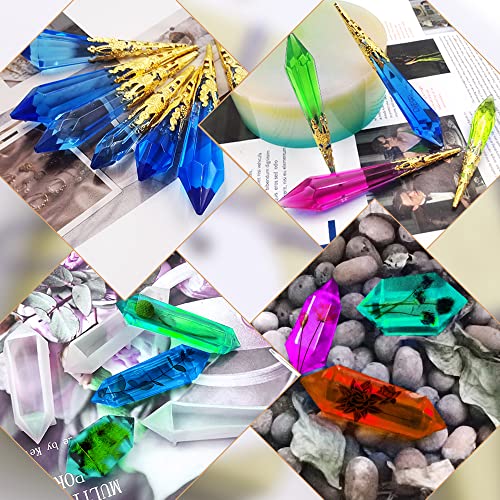 AFUNTA 20 Pcs Pendulum Crystal Resin Molds, AFUNTA Pendant Resin Jewelry Molds Multi-Facet Gemstone Resin Molds Silicone for Jewelry Necklace Making DIY Craft with 30 Pcs Bead Caps - Image 3