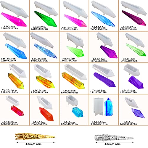 AFUNTA 20 Pcs Pendulum Crystal Resin Molds, AFUNTA Pendant Resin Jewelry Molds Multi-Facet Gemstone Resin Molds Silicone for Jewelry Necklace Making DIY Craft with 30 Pcs Bead Caps - Image 2