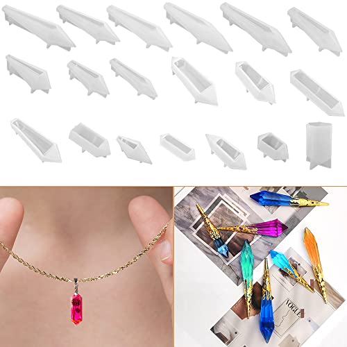 AFUNTA 20 Pcs Pendulum Crystal Resin Molds, AFUNTA Pendant Resin Jewelry Molds Multi-Facet Gemstone Resin Molds Silicone for Jewelry Necklace Making DIY Craft with 30 Pcs Bead Caps - Image 5