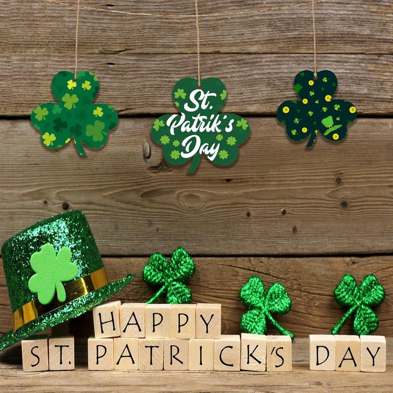Tmflexe 30Pcs St. Patrick's Day Leaves Unfinished Paintable Blank Wooden Festival Decoration Lucky Clover Ornaments to Paint, Hanging Wood Slices for Kids DIY Art Crafts Home Farmhouse Spring Decor - Image 3