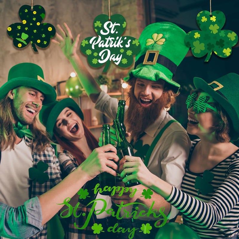 Tmflexe 30Pcs St. Patrick's Day Leaves Unfinished Paintable Blank Wooden Festival Decoration Lucky Clover Ornaments to Paint, Hanging Wood Slices for Kids DIY Art Crafts Home Farmhouse Spring Decor - Image 4