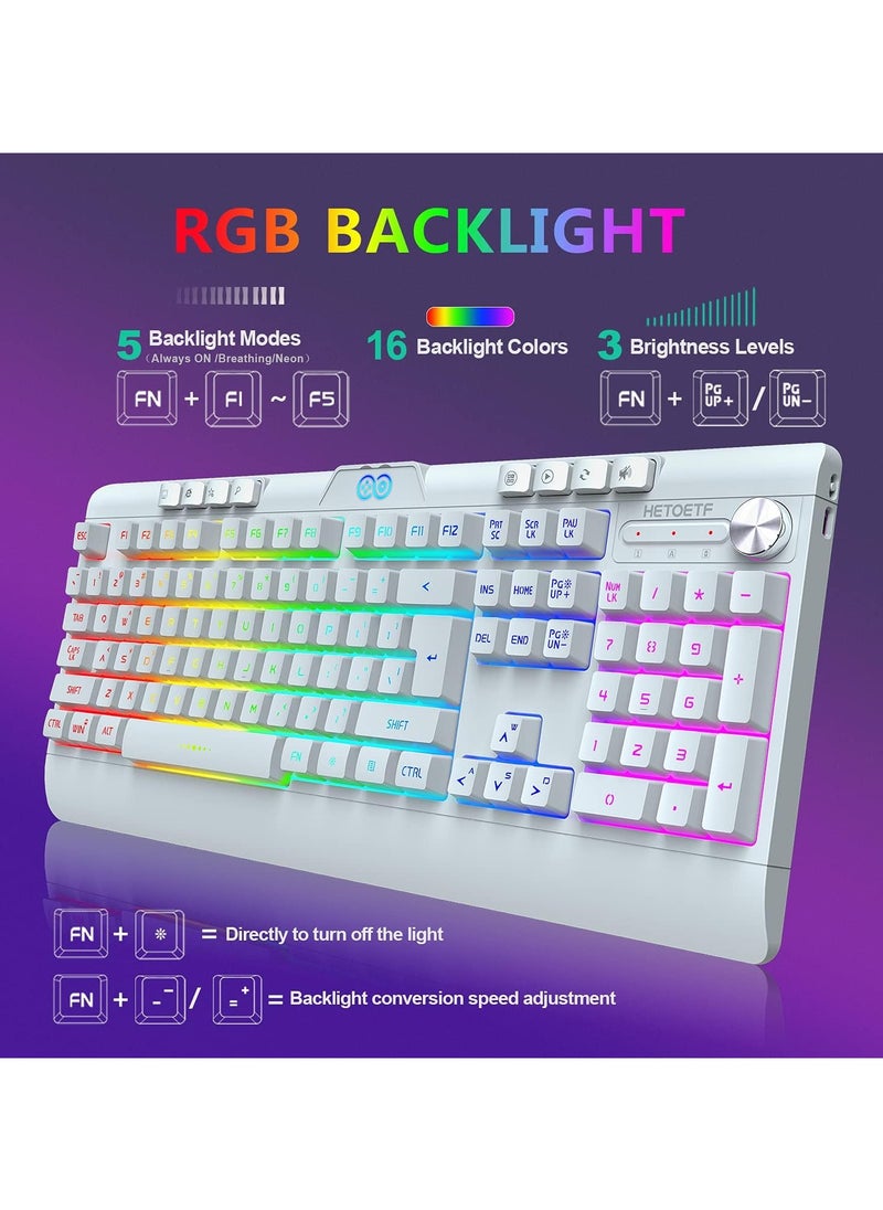 ماركة غير محددة - طقم لوحة مفاتيح ألعاب بإضاءة LED مع ماوس طراز G21WT أبيض - Image 1