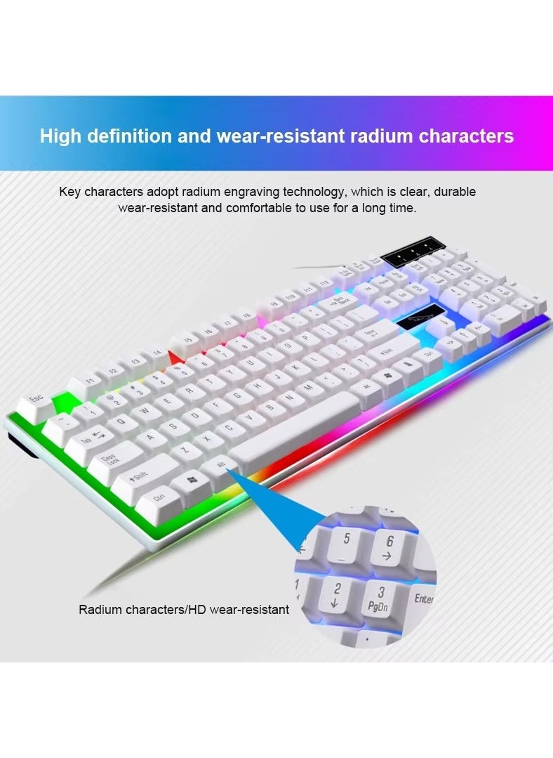 ماركة غير محددة - طقم لوحة مفاتيح ألعاب بإضاءة LED مع ماوس طراز G21WT أبيض - Image 1
