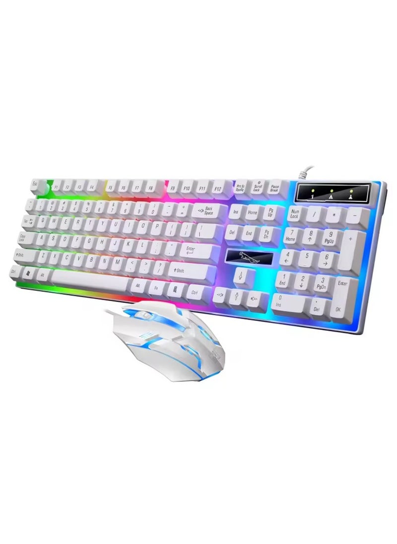 ماركة غير محددة - طقم لوحة مفاتيح ألعاب بإضاءة LED مع ماوس طراز G21WT أبيض - Image 1
