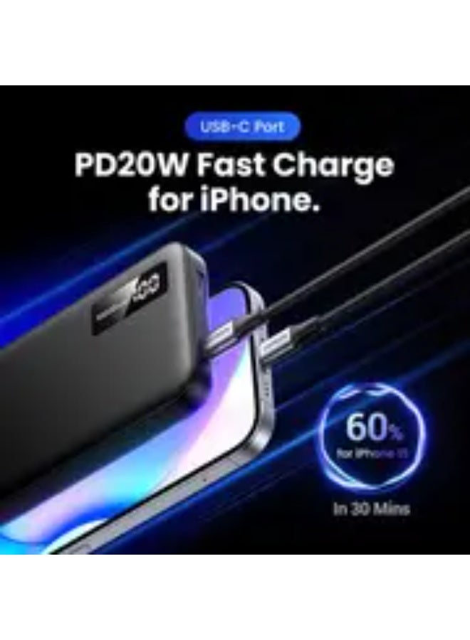 UGREEN ECO UGREEN 10000mAh Power Bank, Fast Charging Portable Battery Pack, Compact Design, Safe & Reliable Charging, Model PB311 (25742) – Black - Image 3