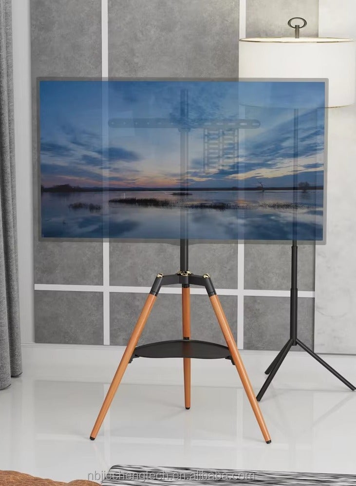 Generic Modern Tripod TV Stand with Wooden Legs – Fits 32" to 65" Screens  - Image 1