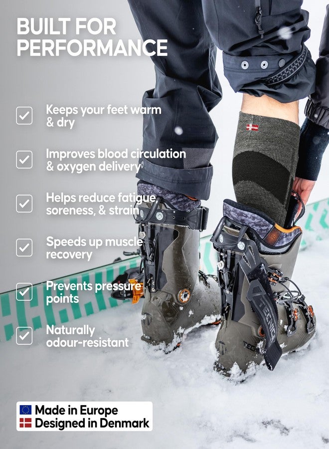 دانيش إنديورانس جوارب تزلج من صوف ميرينو من دانيش إندورانس، ضغط من 18 إلى 23 ملم زئبق، مبطنة لحماية الساق، للرجال والنساء، للجنسين، لون كاكي، مقاس كبير - Image 3