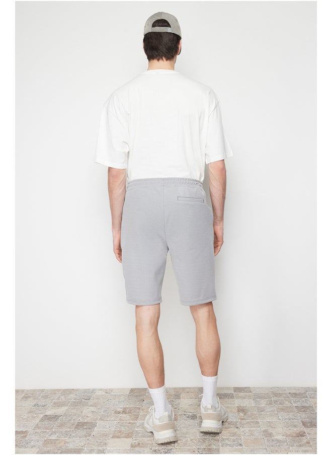 Gray Regular/Normal Fit Textured Pique Elastic Waist Laced Shorts TMNSS24SR00033