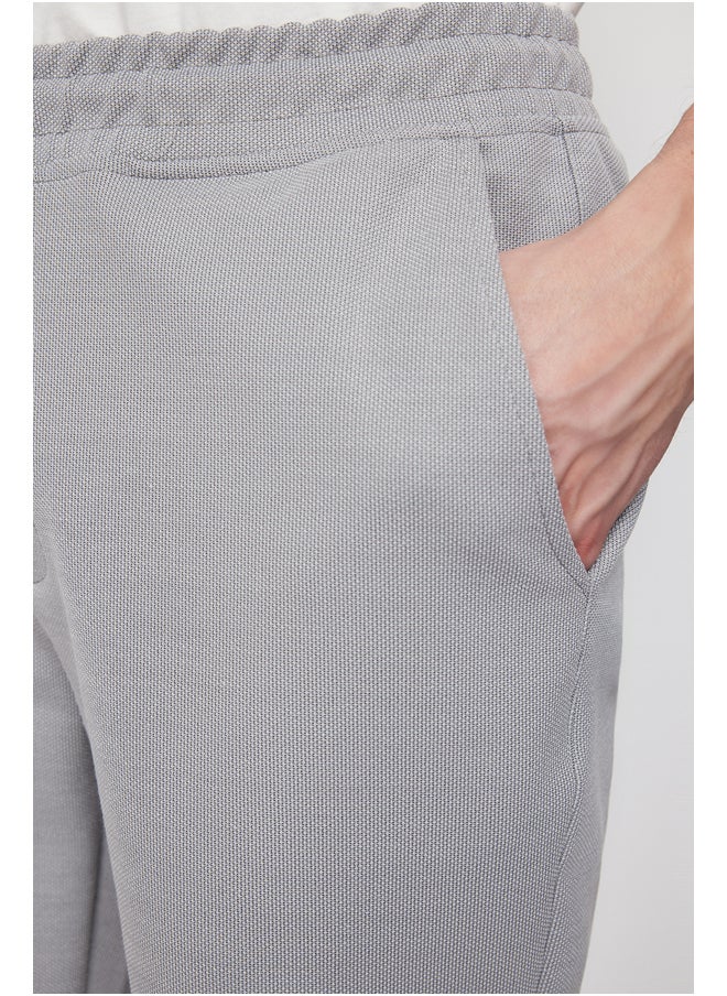 Gray Regular/Normal Fit Textured Pique Elastic Waist Laced Shorts TMNSS24SR00033