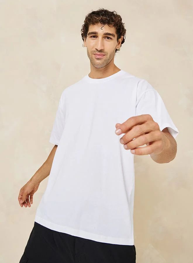 Styli Back Slogan Print Oversized T-Shirt