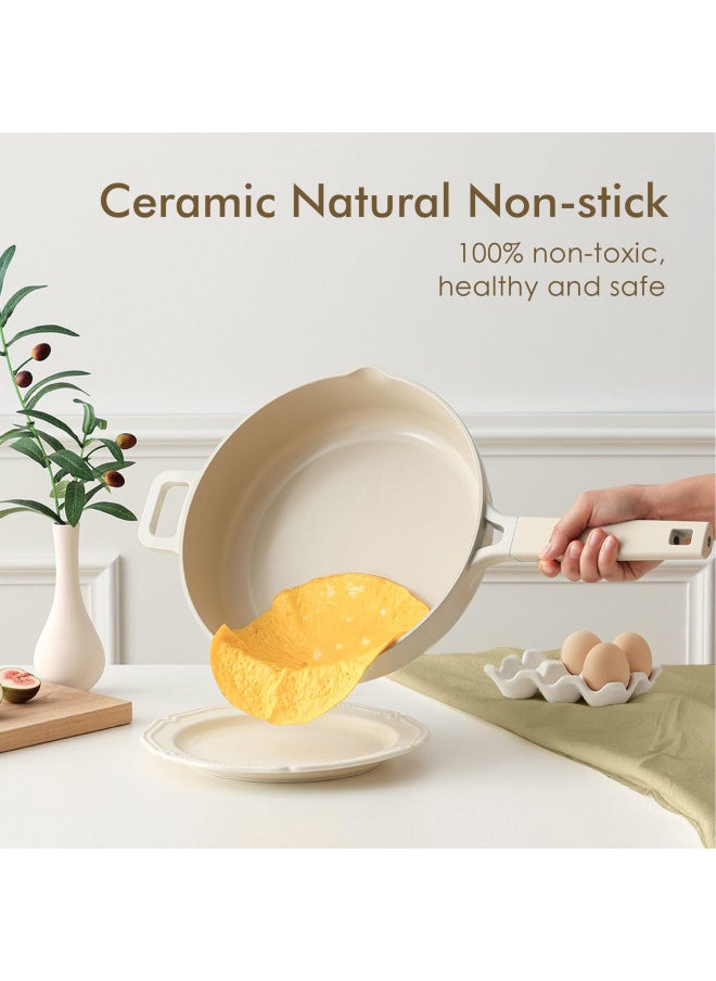Sensarte SENSARTE Ceramic Cookware Set, Pots and Pans Set Nonstick, Non-toxic Healthy Induction Cookware, 14 Pcs Non Stick Kitchen Cooking Set w/Die-cast Lids, PFOA PFAS PTFE PFOS Free, Dishwasher Safe  - Image 1