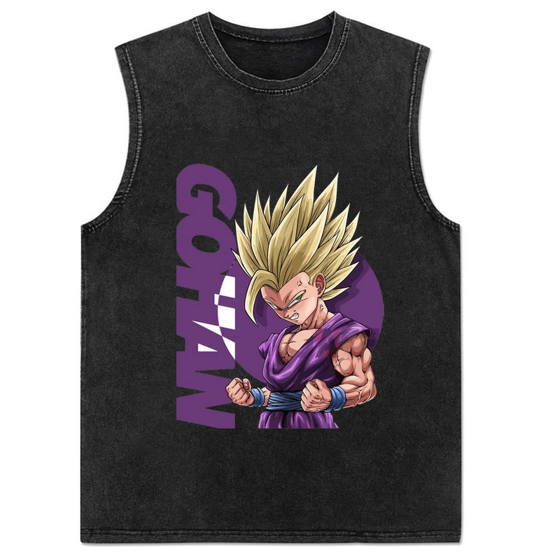 New Summer Cotton Anime Print Mens Tank Top 1 Retro Black