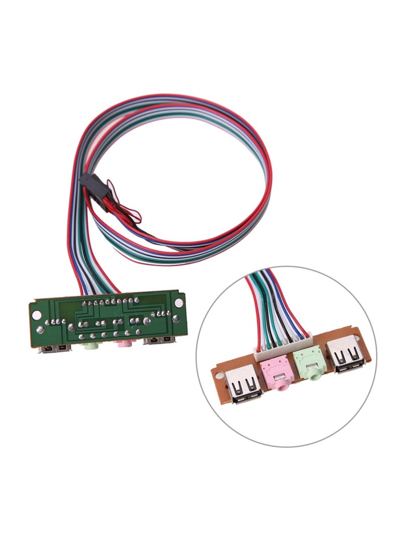 SYOSI - Computer Chassis USB Front Panel Hub, 6.8cm Front Panel Connectivity Earphone Jack Panel Front Panel Audio Adapter 2 Ports USB2.0 Extension Wire PC Audio Jack Extension for Computer Case - Image 1