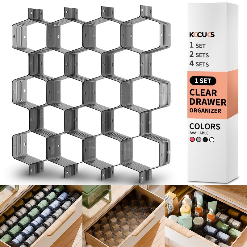 Kocuos Honeycomb Separator Adjustable Drawer Organizer Divider for Underwear Belt-Scarf Socks Organizer (Black(1pc)) - Image 1