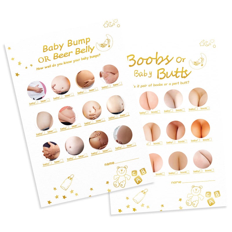OLOUTAB Baby Shower Games for Boy or Girl-2 Games(50 of Each),Double-Sided,Thick Cardboard,Fun,Hilarious,and Easy to Play,with Answer Keys - Image 1