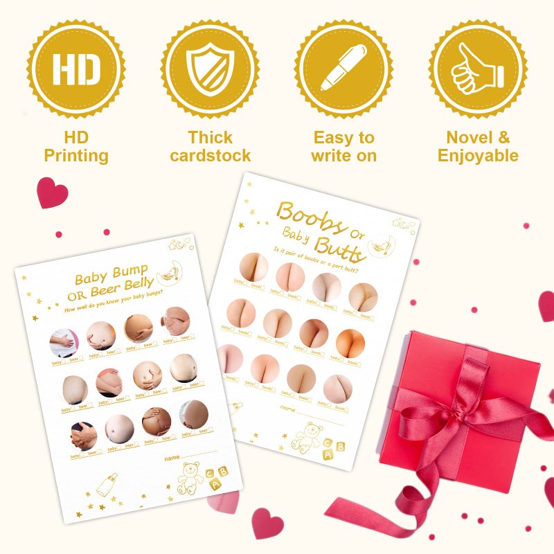 OLOUTAB Baby Shower Games for Boy or Girl-2 Games(50 of Each),Double-Sided,Thick Cardboard,Fun,Hilarious,and Easy to Play,with Answer Keys - Image 3