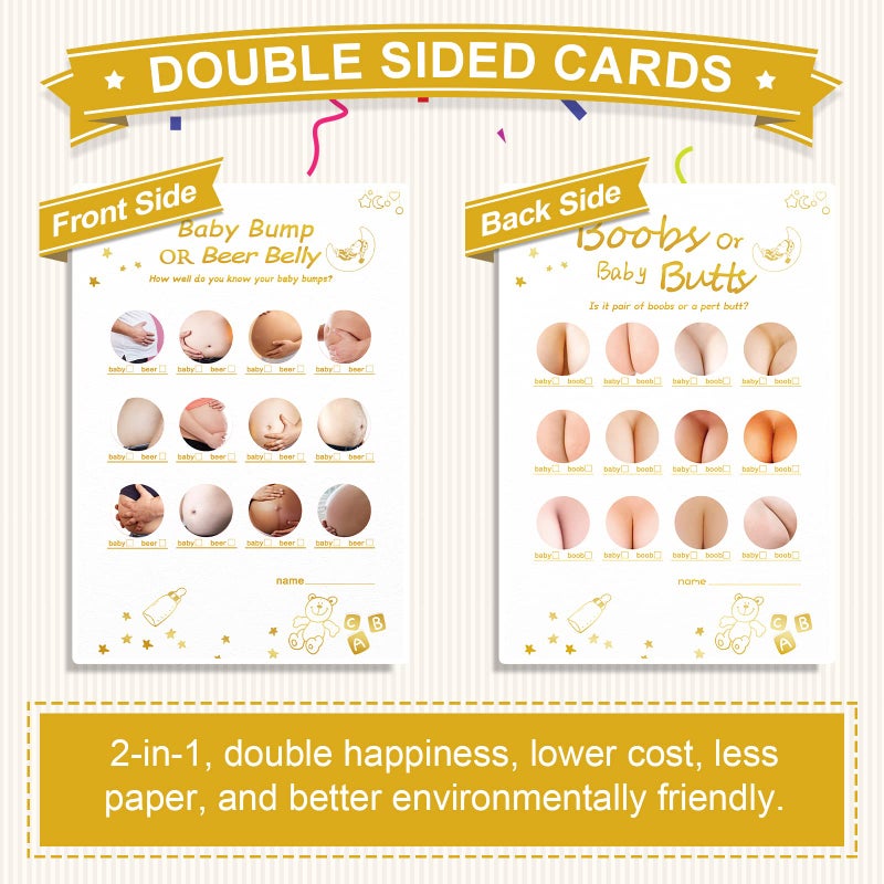 OLOUTAB Baby Shower Games for Boy or Girl-2 Games(50 of Each),Double-Sided,Thick Cardboard,Fun,Hilarious,and Easy to Play,with Answer Keys - Image 5