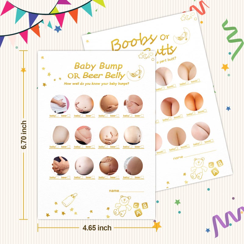 OLOUTAB Baby Shower Games for Boy or Girl-2 Games(50 of Each),Double-Sided,Thick Cardboard,Fun,Hilarious,and Easy to Play,with Answer Keys - Image 4