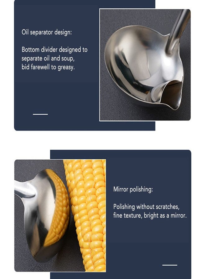 Fockety Stainless Steel Oil Separator Soup Ladle, 12 Inch Gravy Food Fat Separator Skimmer Spoon Grease Strainer Separater Hot Pot Oil Filter Spoon for Kitchen Cooking, Soup Colander - Image 3