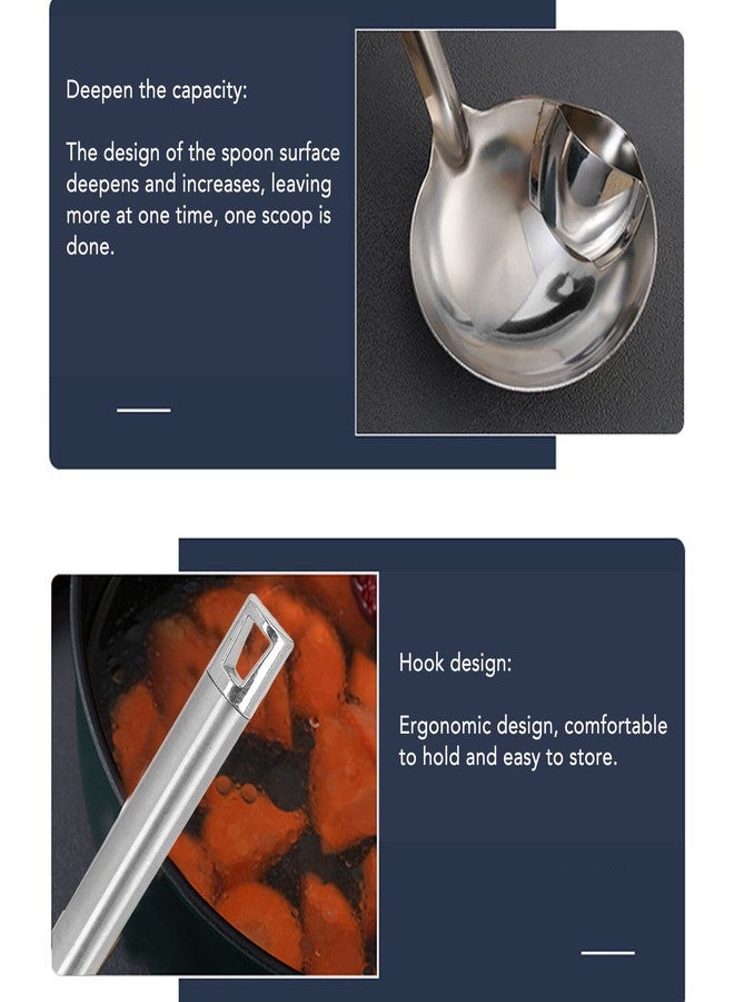 Fockety Stainless Steel Oil Separator Soup Ladle, 12 Inch Gravy Food Fat Separator Skimmer Spoon Grease Strainer Separater Hot Pot Oil Filter Spoon for Kitchen Cooking, Soup Colander - Image 4